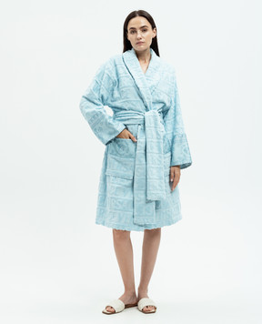 Versace Blue robe in Versace Allover pattern with Barocco print ZACJ00008ZCOSP052