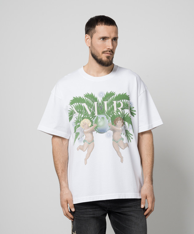 AMIRI - White t-shirt CHERUB in logo print AMJYTE1028 - shop
