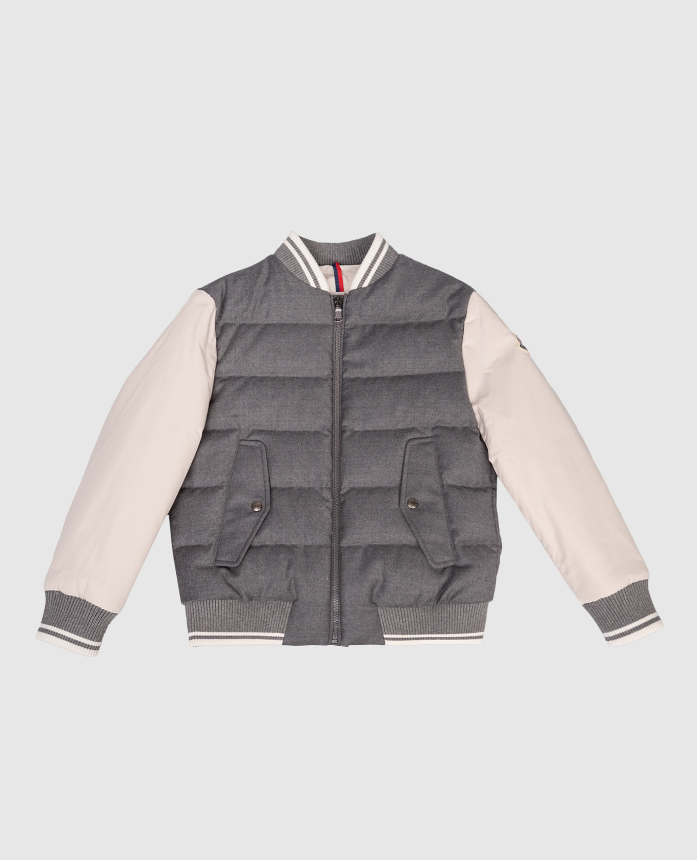 Children&#39;s gray Alvaro wool down bomber jacket Moncler ENFANT