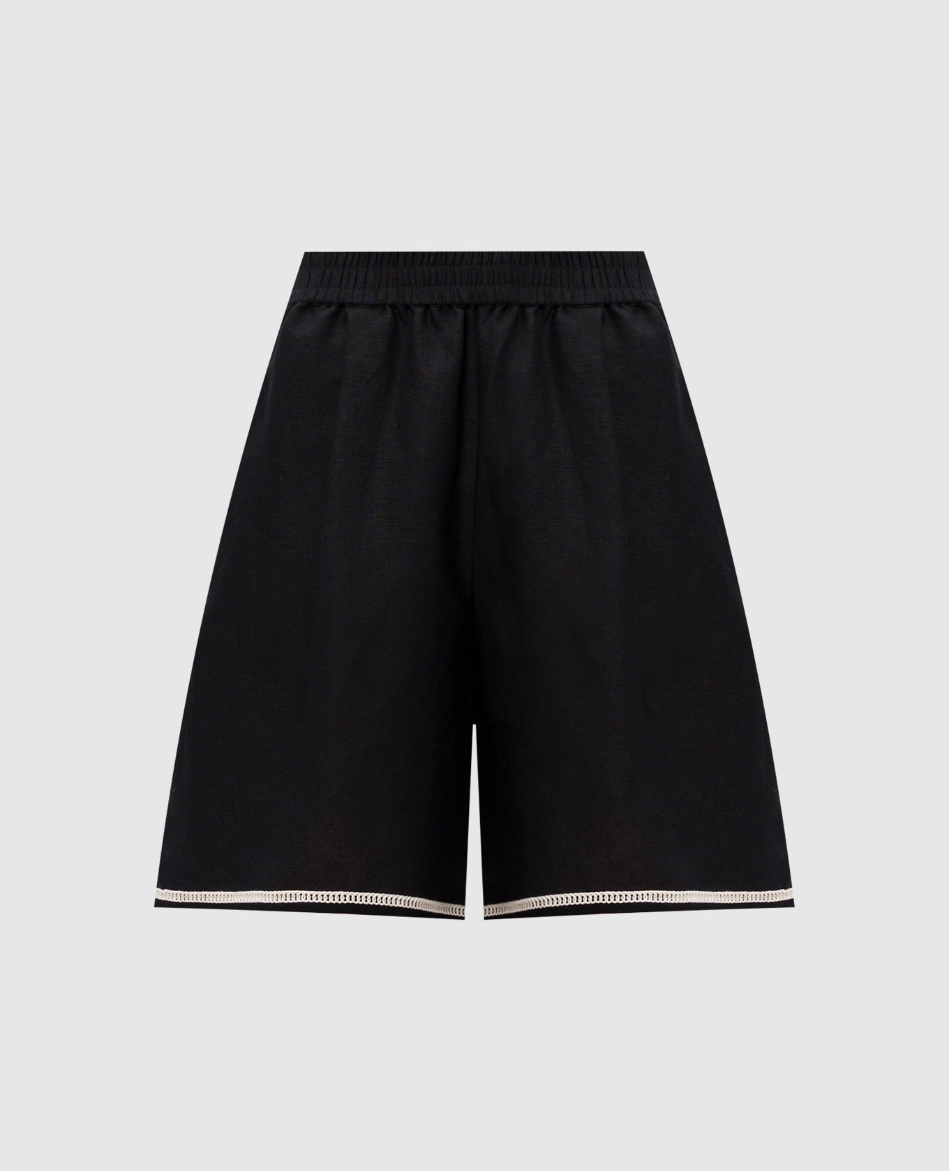 Black linen shorts with embroidery Twinset