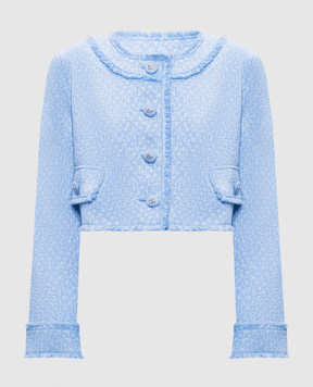 Dolce&Gabbana Raschel blue cropped tweed jacket with wool F26X8THUMUA