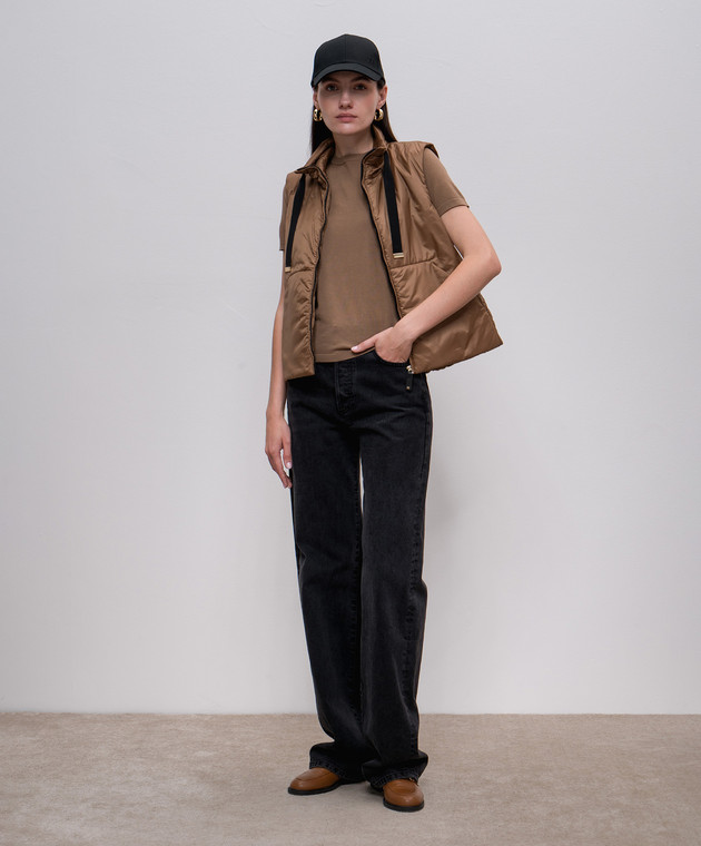 Max Mara - GREENVEST brown vest with logo patch GREENVEST