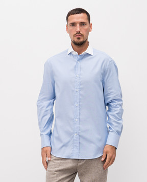 Brunello Cucinelli Blue shirt with contrasting collar MH6121705