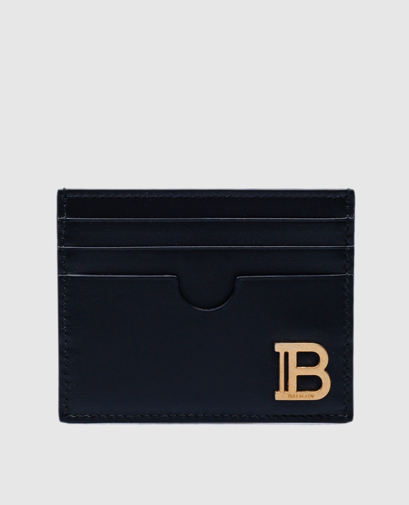 

Black leather cardholder with logo Balmain