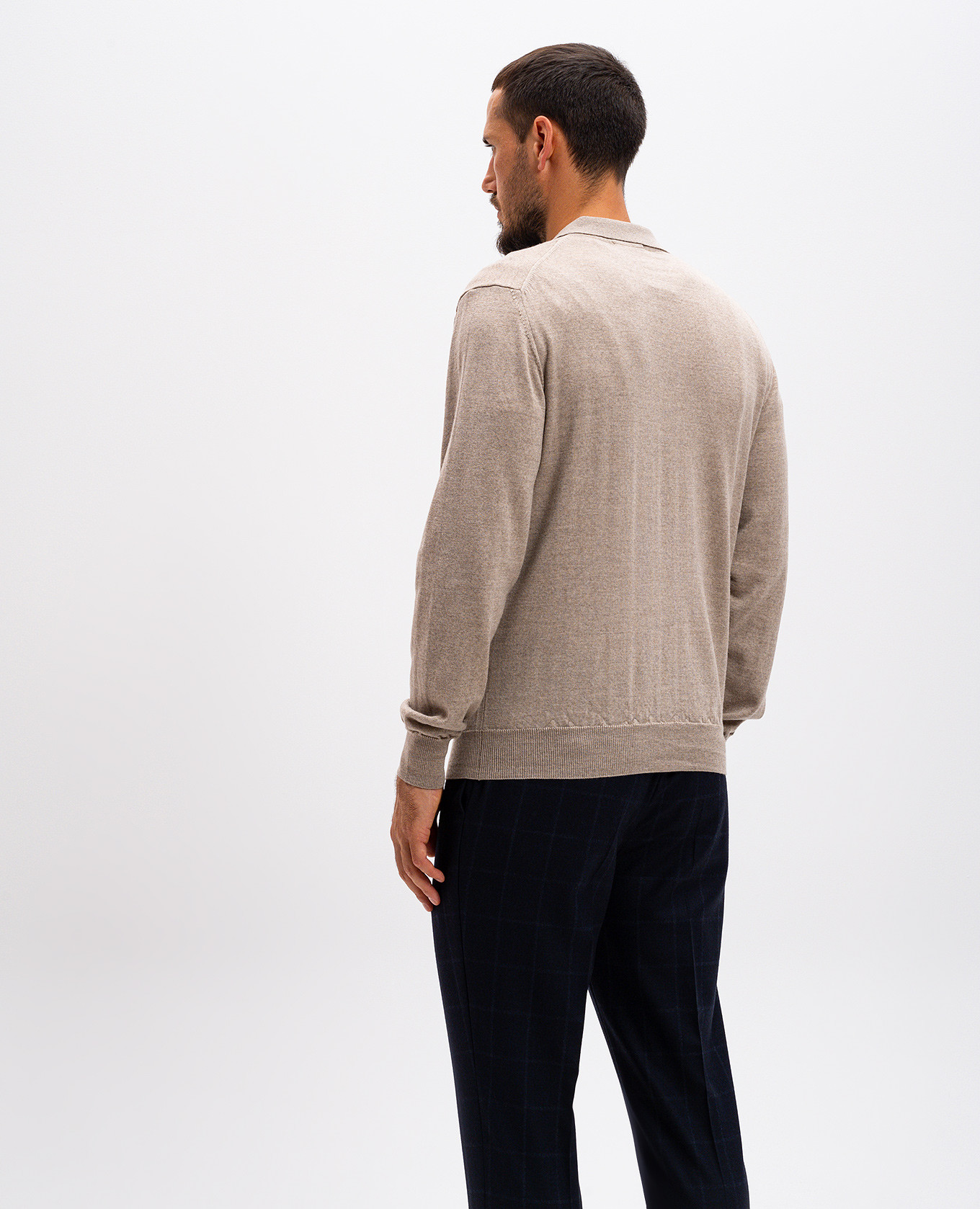 Beige merino wool polo shirt Cashmere&Whiskey 4