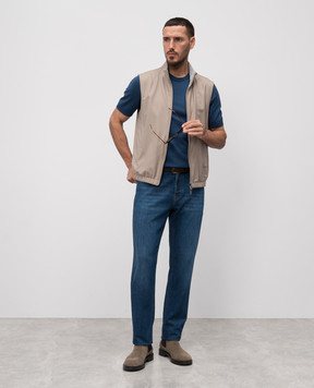 Cashmere&Whiskey Blue T-shirt with silk and cashmere FS03