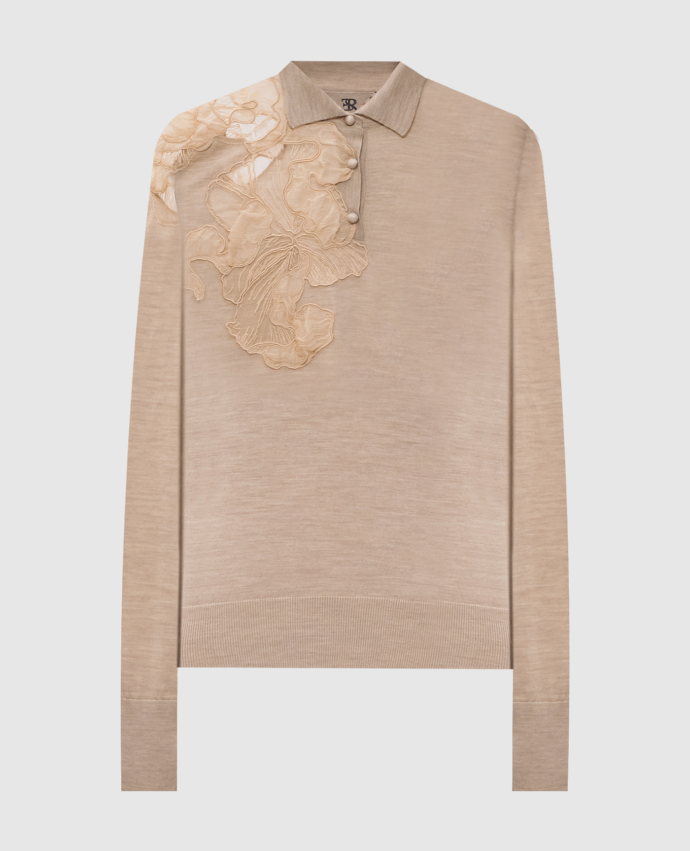 

Beige wool polo shirt with floral motif Ermanno Scervino
