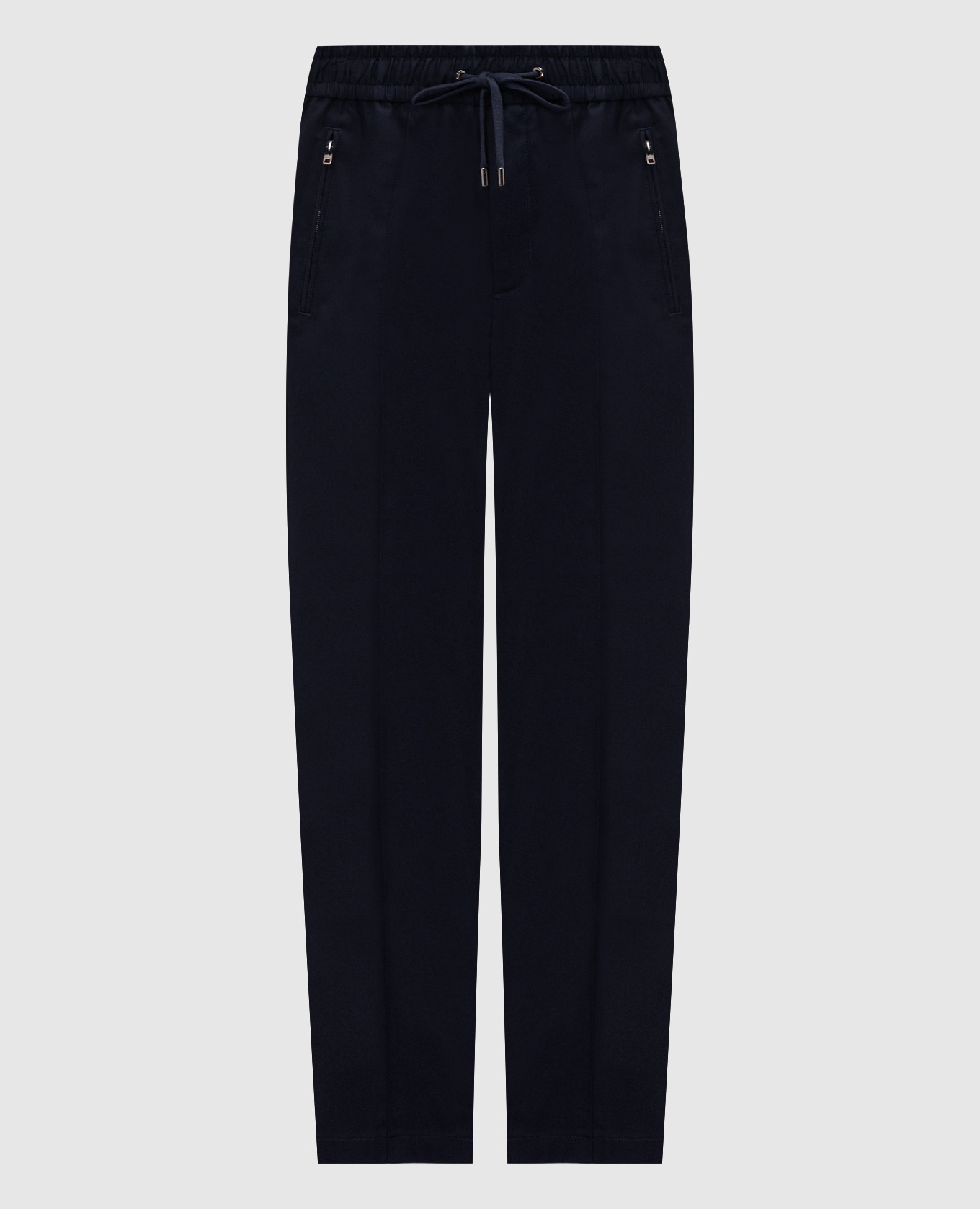 Blue wool trousers with logo patch Dolce&Gabbana