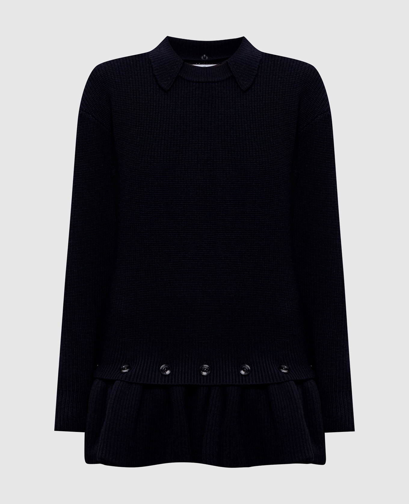 Blue menrino wool sweater with removable peplum Rokh