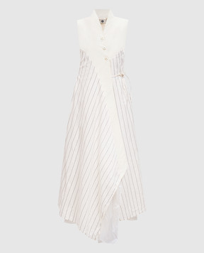 Marc Le Bihan Beige striped silk shirt dress 2181