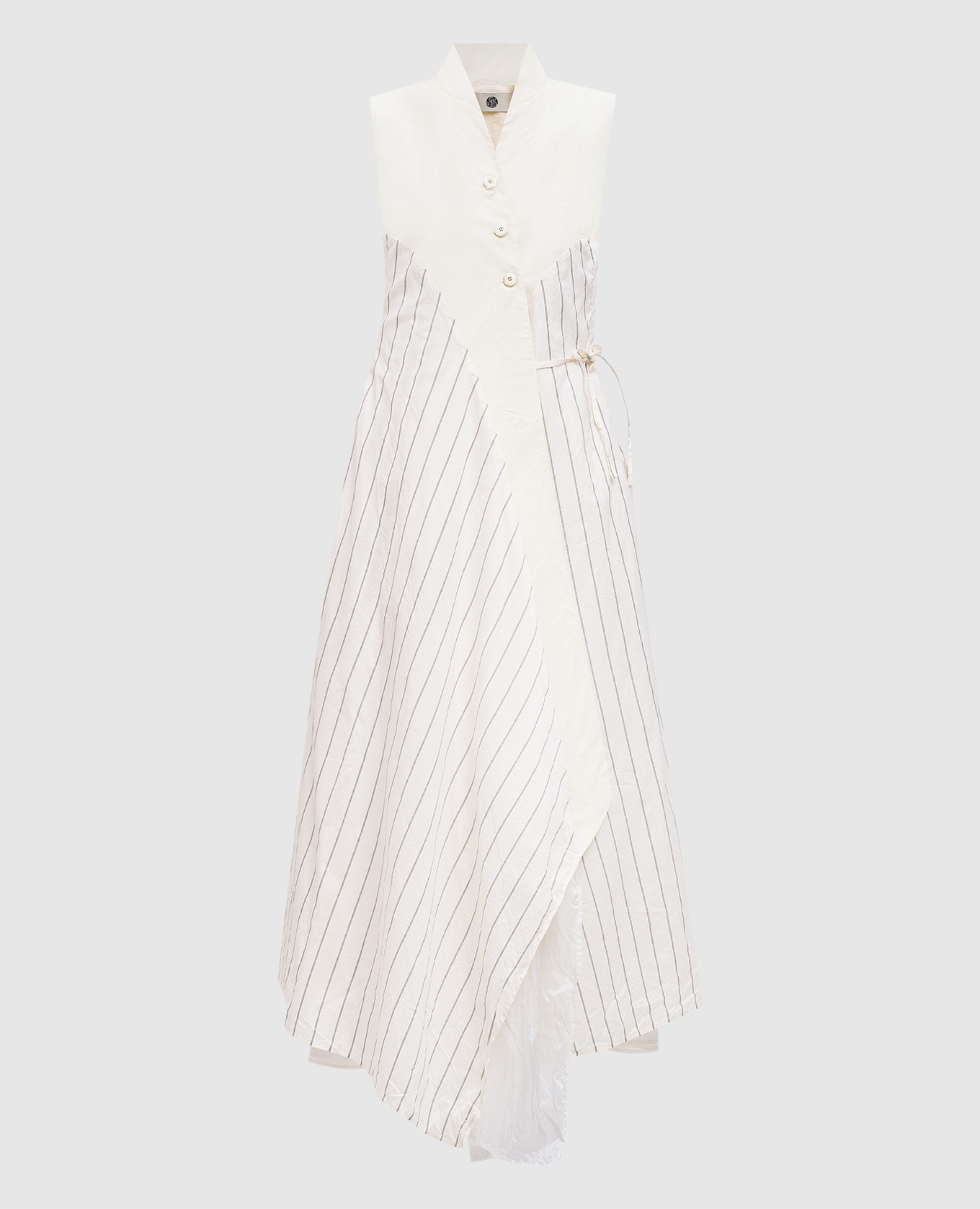 Beige striped silk shirt dress Marc Le Bihan