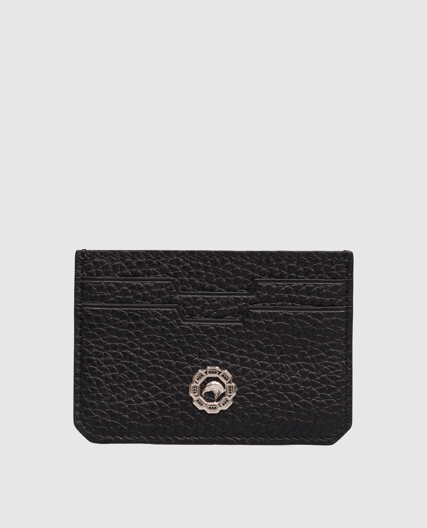 Black leather cardholder with emblem Stefano Ricci