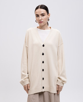 Y`S Yamamoto Beige cardigan with floral pattern YPK09084