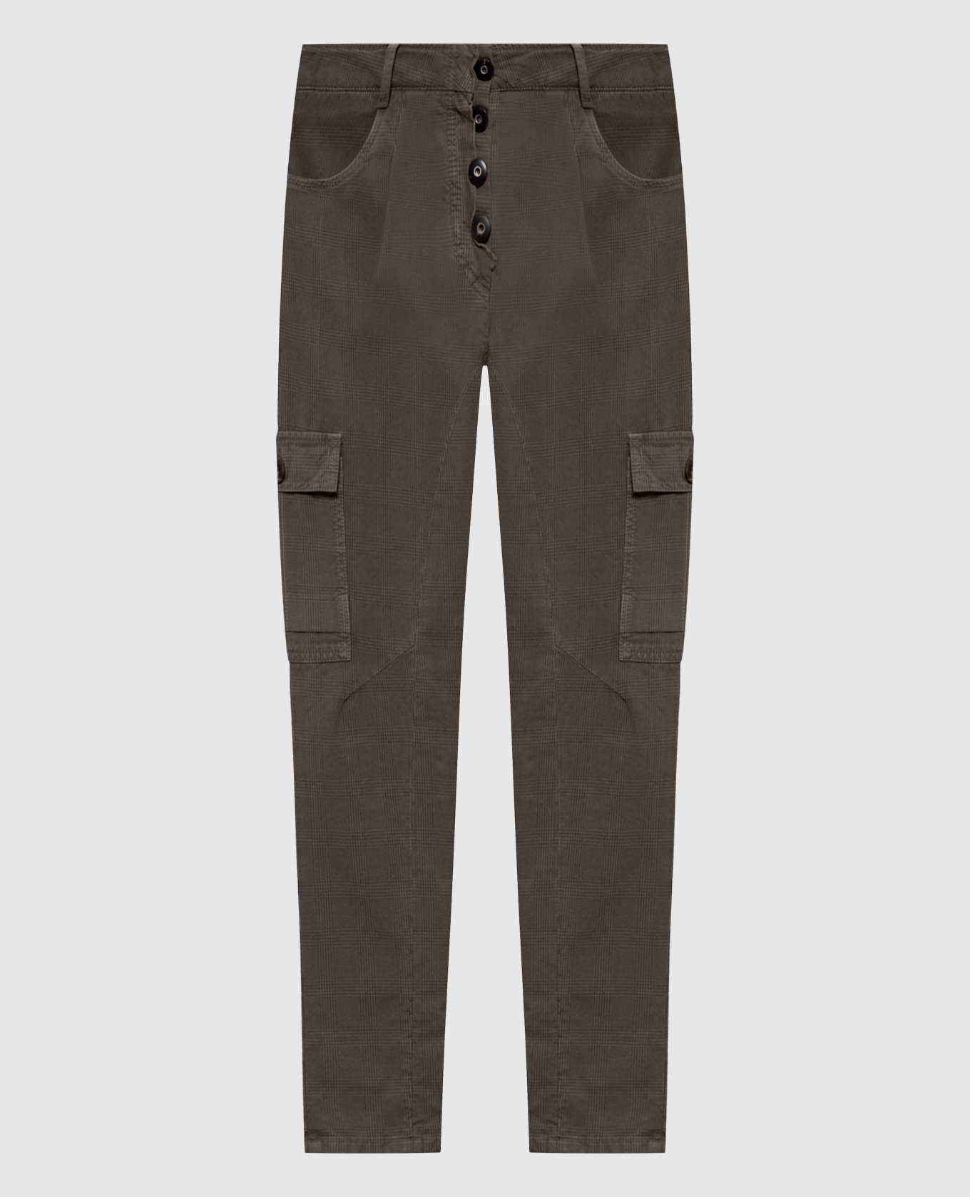 

Khaki Windsor Check Cargo Pants Brunello Cucinelli