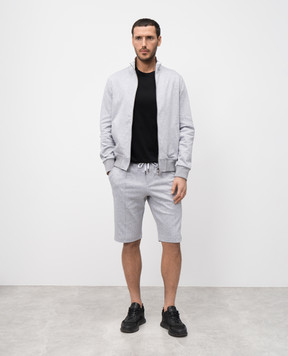 CAPOBIANCO Grey melange shorts with emblem 18M751TS0058