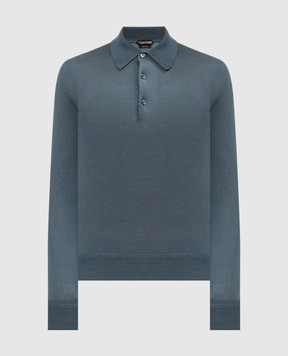 Tom Ford Blue cashmere and silk polo shirt KPL002YMK005S23