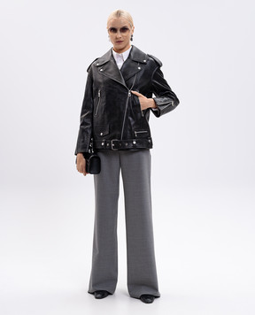 Babe Pay Pls Gray distressed leather jacket 2106ANTIK