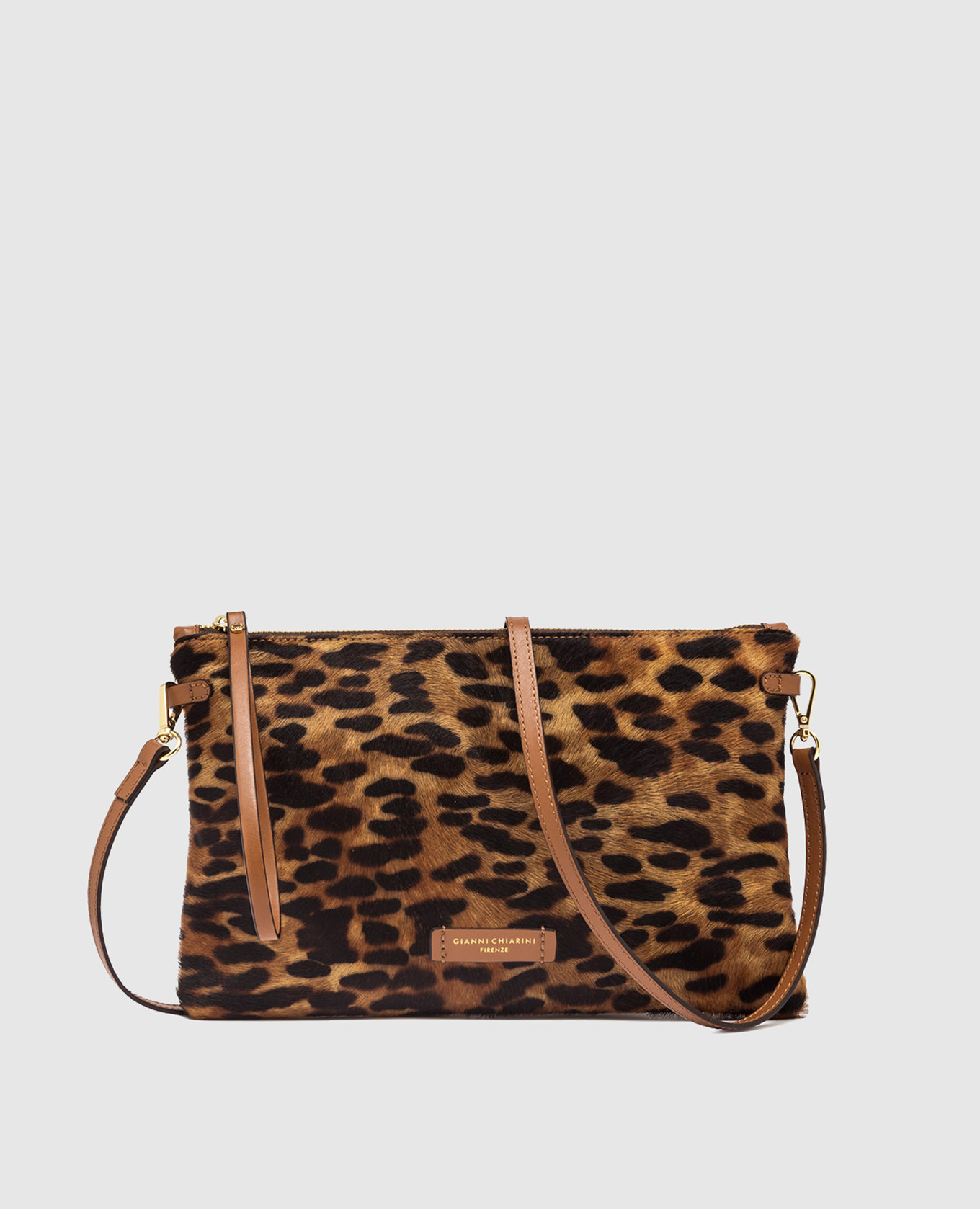 

Hermy brown leather clutch in animal print Gianni Chiarini