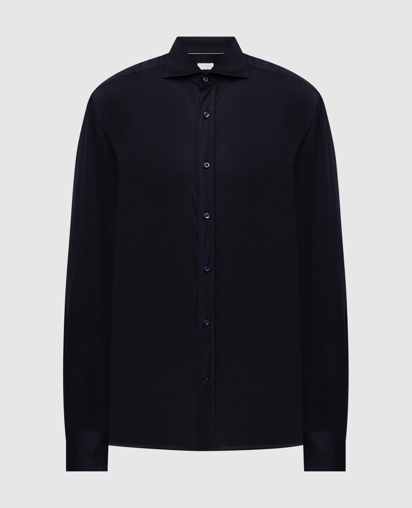 Blue straight-cut silk shirt Brunello Cucinelli