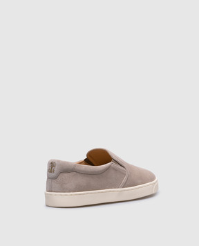 Brunello Cucinelli Beige slip-ons with logo emblem MZUSILN332
