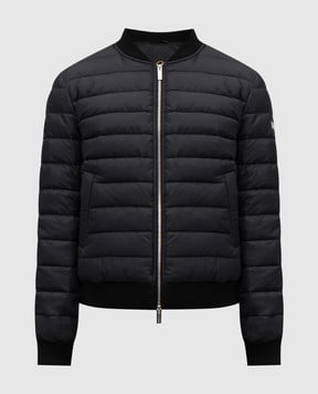 Be Florence Black down bomber jacket with logo patch BE25M100