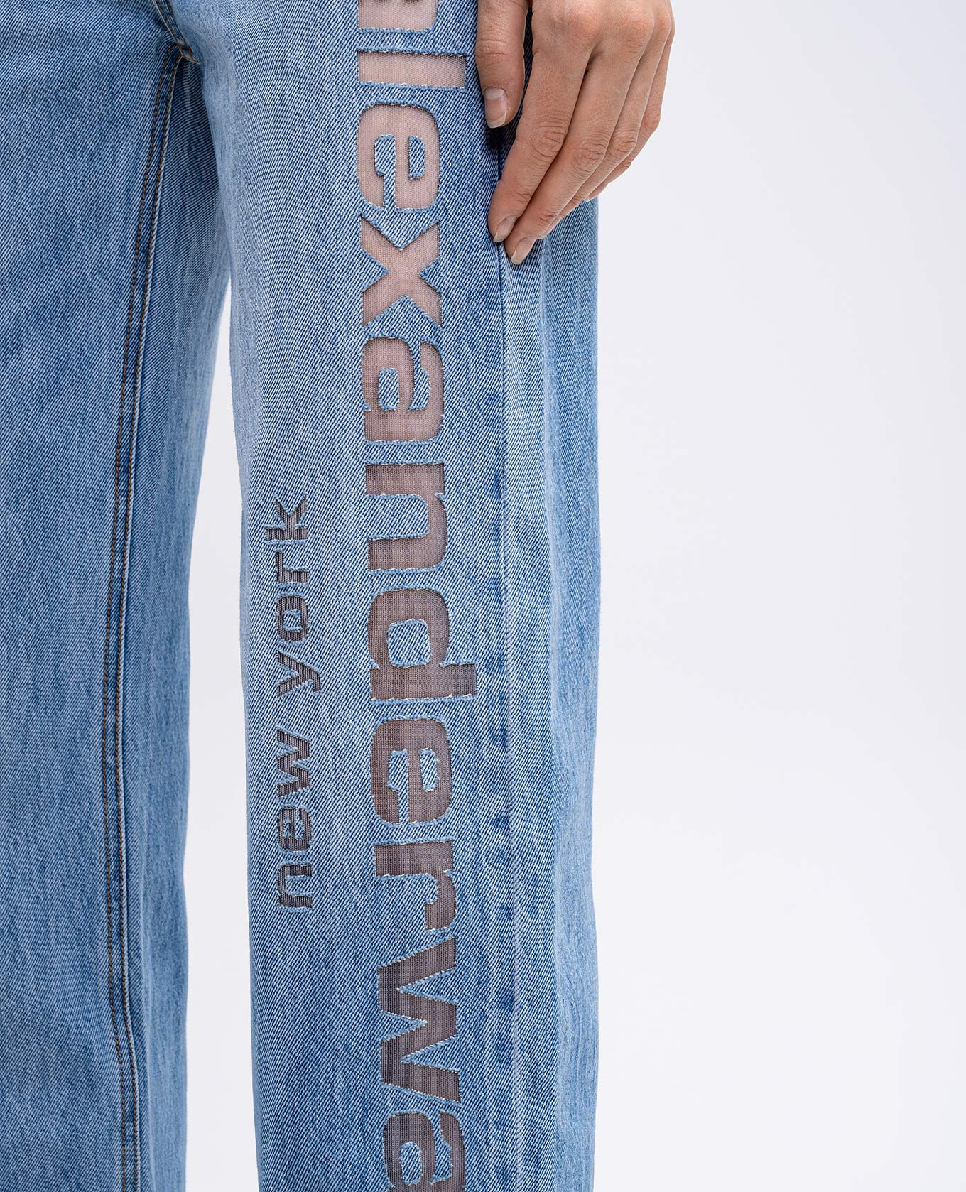 

Blue jeans with logo Alexander Wang, Light blue