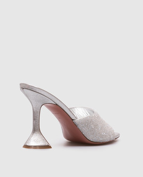 Amina Muaddi Lupita silver mules with crystals 14S363513LUP