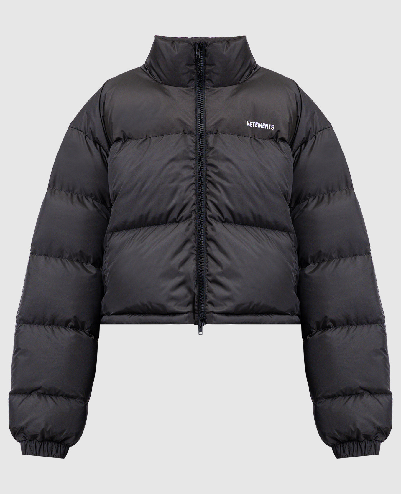 Grey down jacket with logo embroidery Vetements