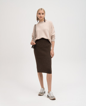 Peserico Brown wool, silk and cashmere skirt with lurex E95019F059095C