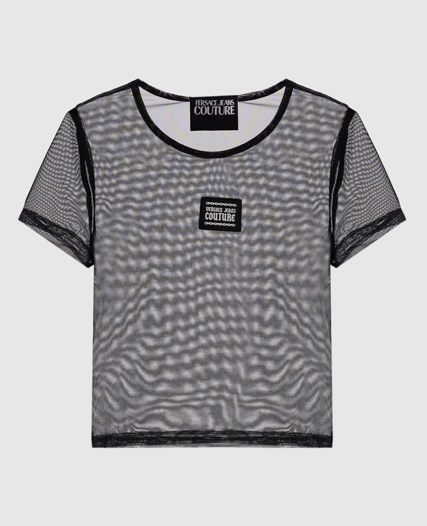 

Black mesh top with logo patch Versace Jeans Couture