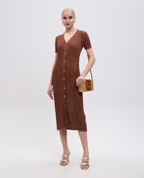 Twinset Brown midi dress with lurex 251TT3190