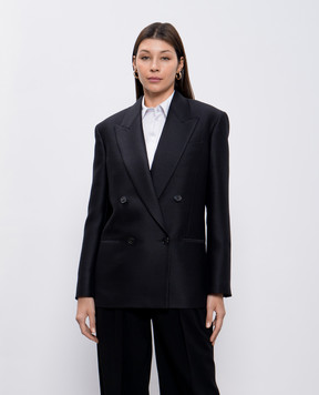 The Row Black double-breasted Sandon wool and silk jacket 8325W2511