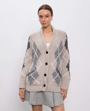 Ermanno Scervino Beige cardigan with patterned wool D475N318RUIU