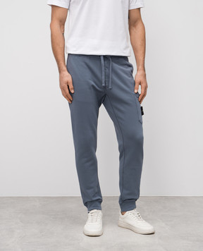 Stone Island Blue joggers with logo patch K1S156200011S0051