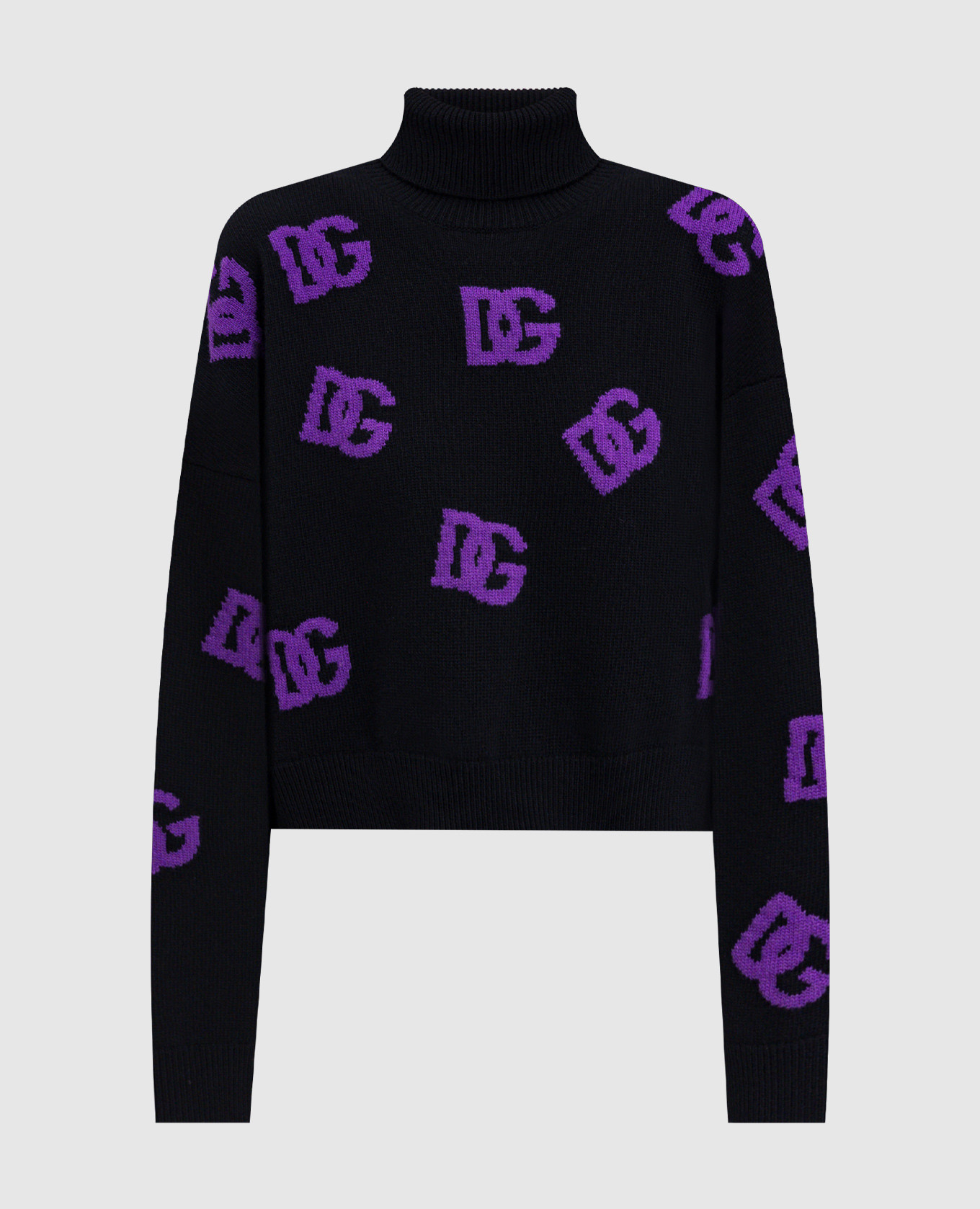 Black wool sweater with DG logo pattern Dolce&Gabbana