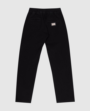 Dolce&Gabbana Children's black pants in a stripe with a logo L43P23LY093