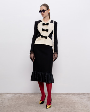 Valentino Black wool and silk midi skirt with ruffles 6B0RADF01CF