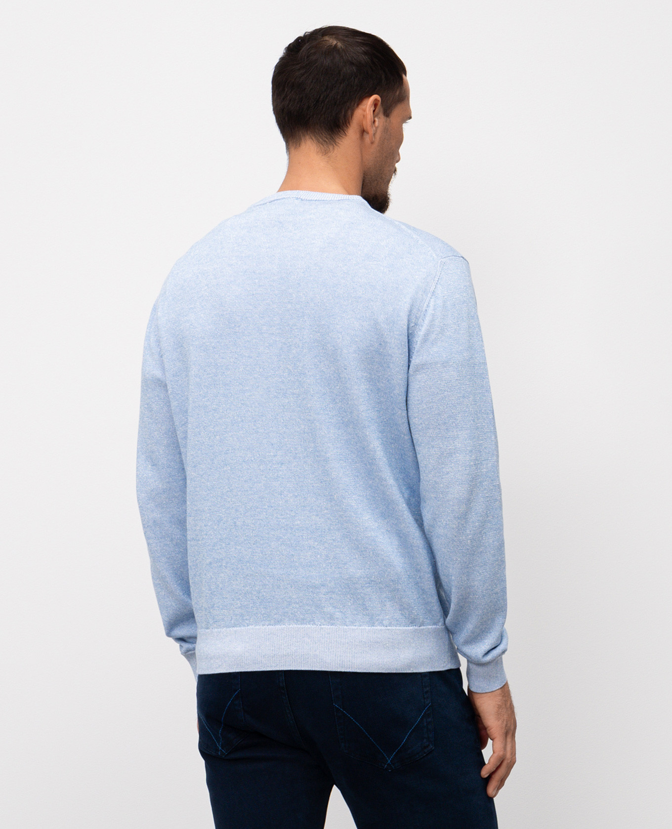 

Blue linen jumper with embroidered emblem Florentino, Light blue