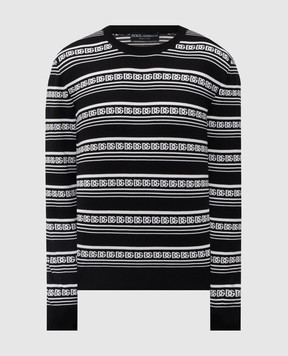 Dolce&Gabbana Black silk jumper with contrasting pattern GXX02TJBSN4