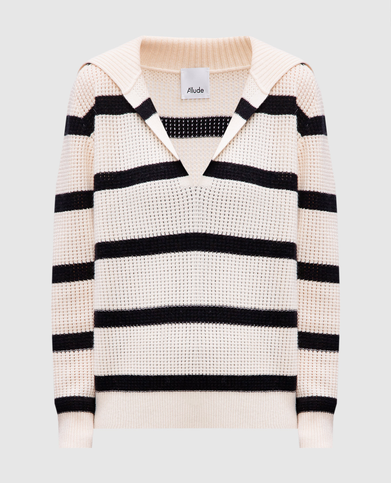

Beige striped wool and cashmere openwork pullover Allude