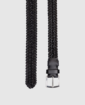 Dolce&Gabbana Black leather woven belt with logo engraving BC4894A6H39