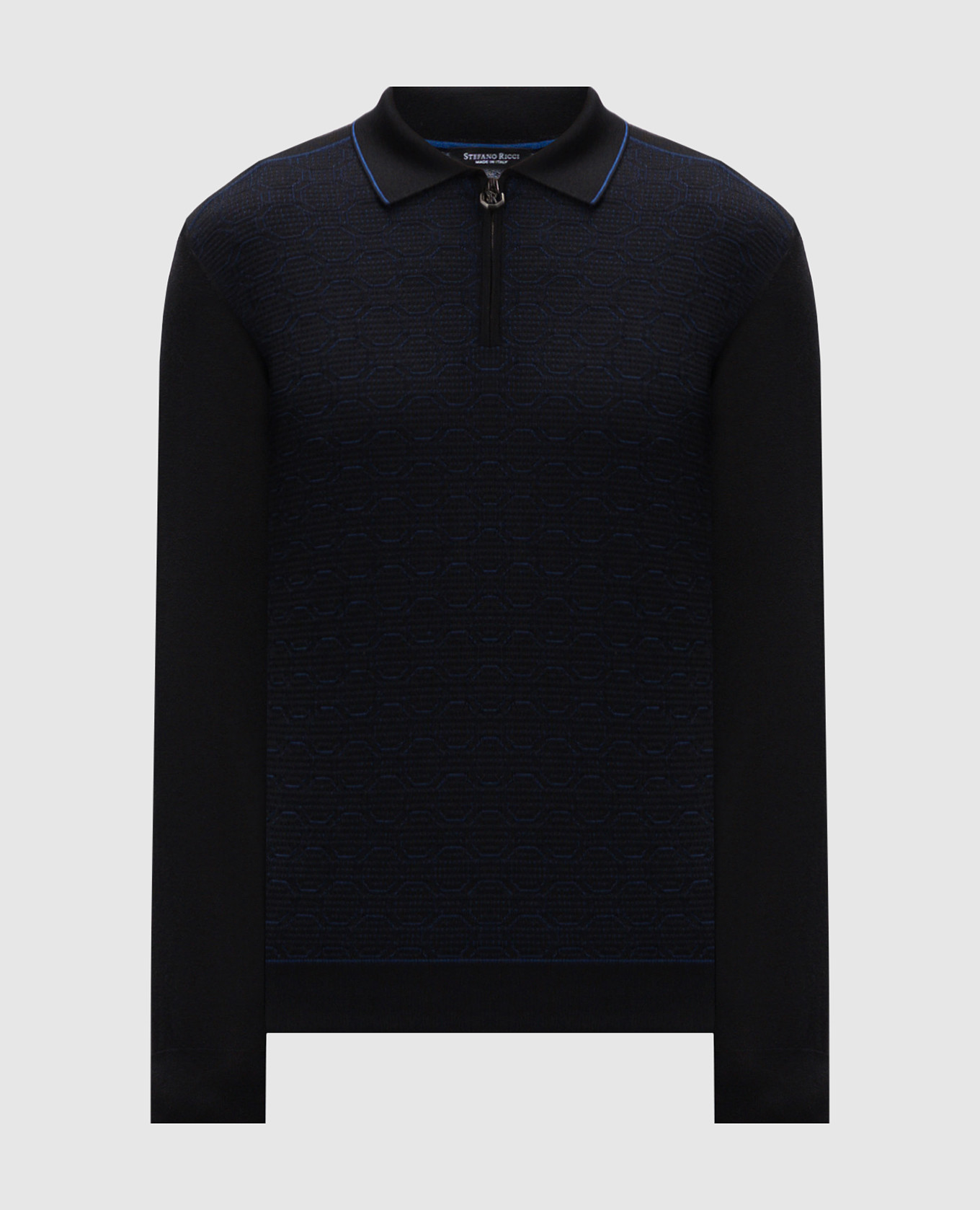 

Black cashmere and silk polo with logo monogram Stefano Ricci