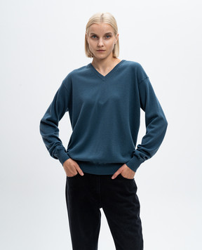 The Row Gracy blue cashmere pullover 8087Y556