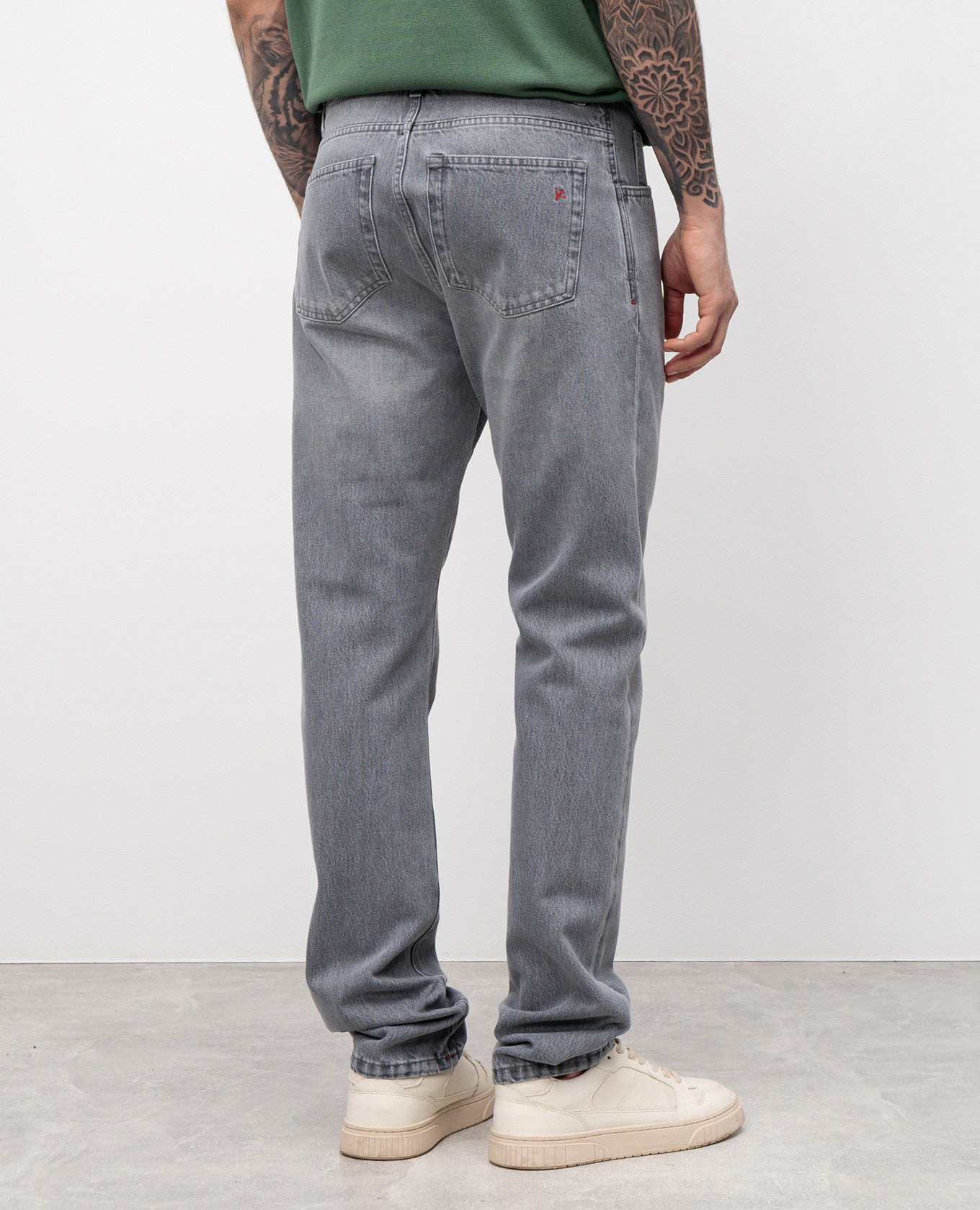 

Grey jeans with contrast logo patch ISAIA