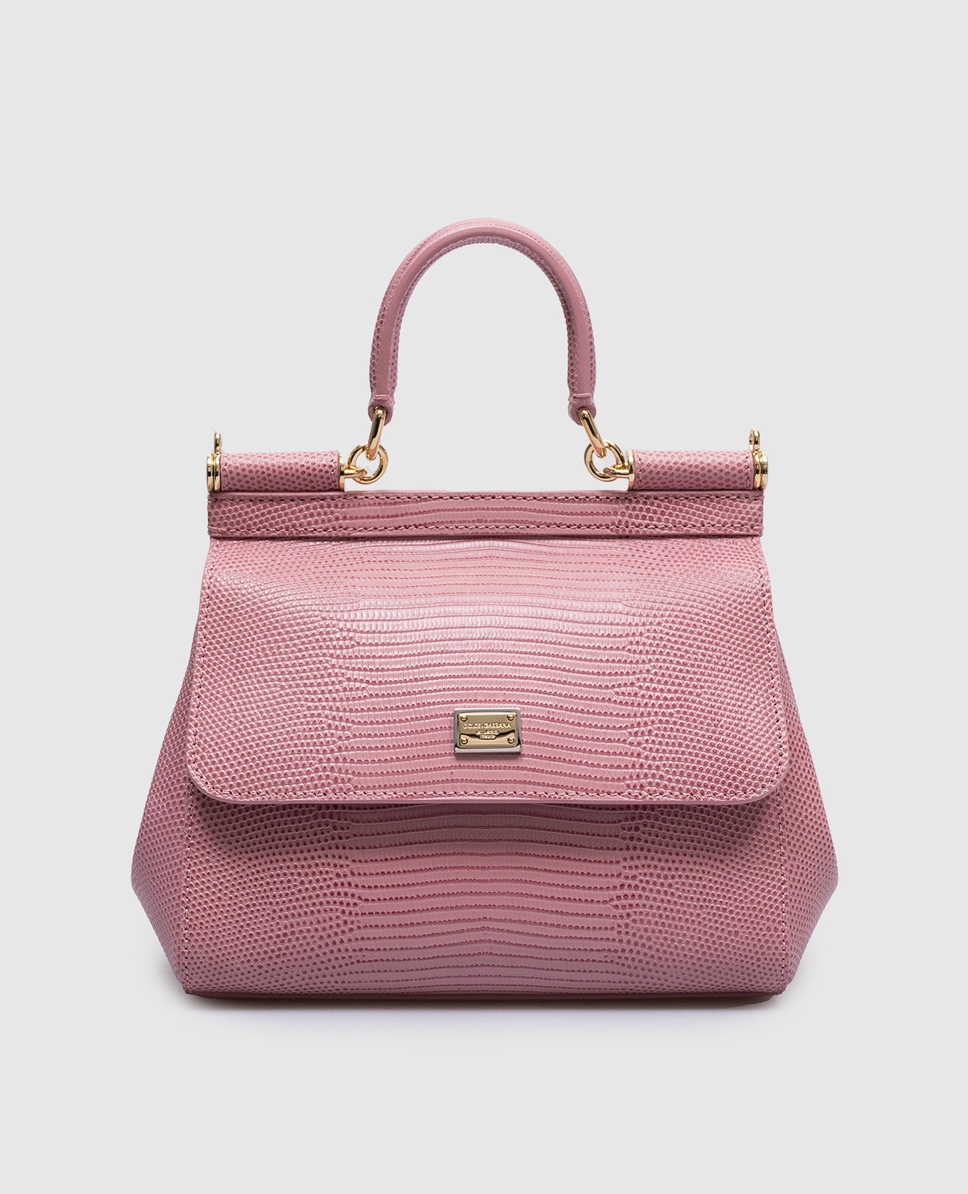 

Sicily pink leather bag with reptile skin embossing Dolce&Gabbana