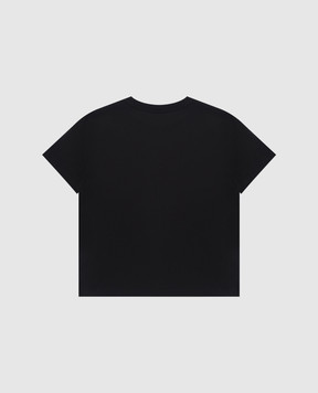 Dolce&Gabbana Children's black t-shirt with a logo made of sequins L5JTNKG7O7S6