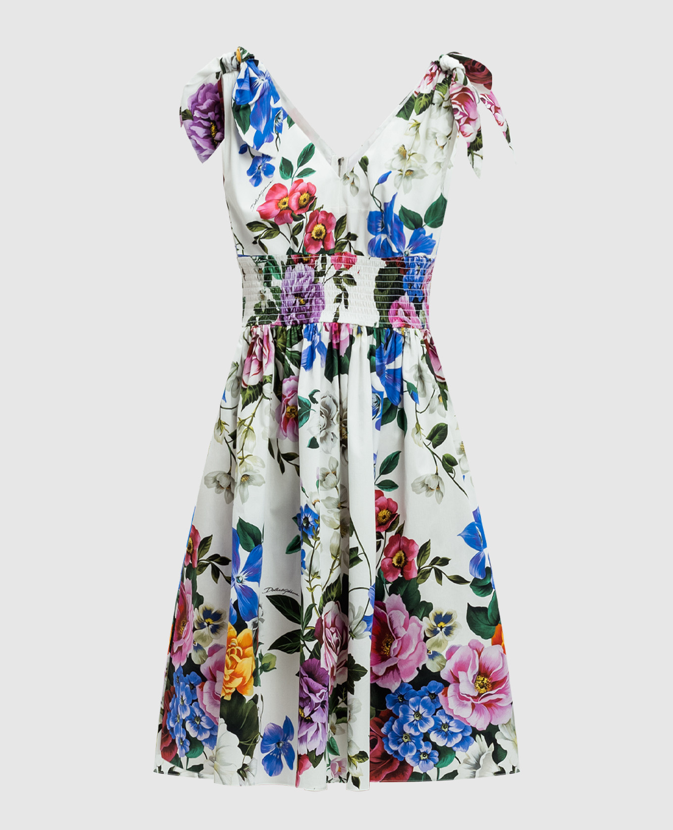 

White dress with floral print Dolce&Gabbana
