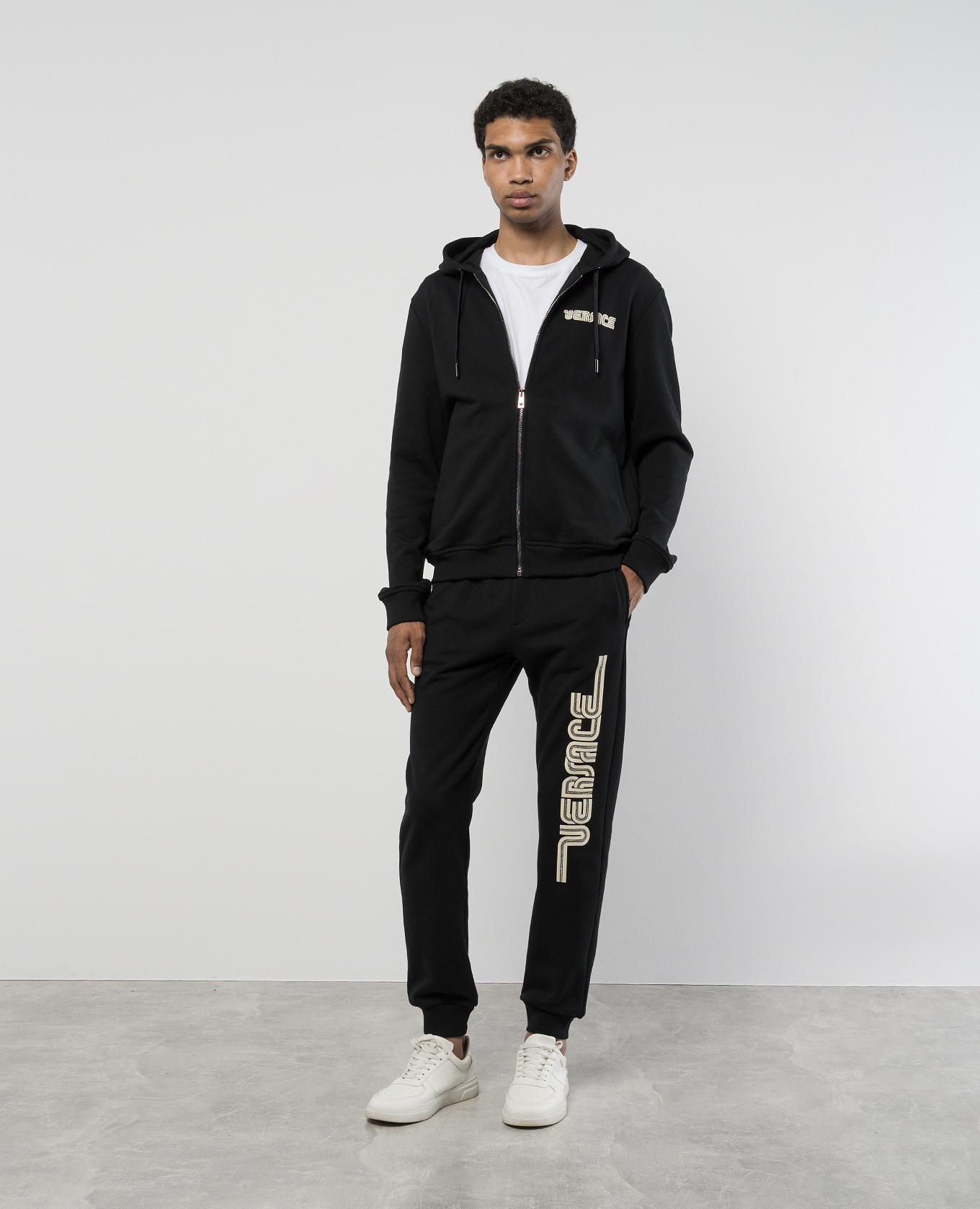 Black joggers with textured logo print Versace 2