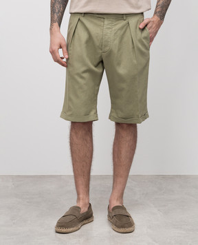 CAPOBIANCO Green linen shorts 18M857PI01