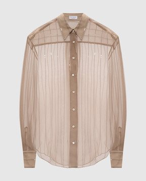 Brunello Cucinelli Beige silk blouse with sequins MP940RI516